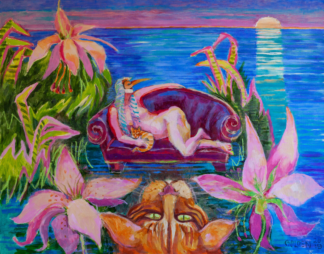 Thespian Adrift with Tiger Lilies, 2019